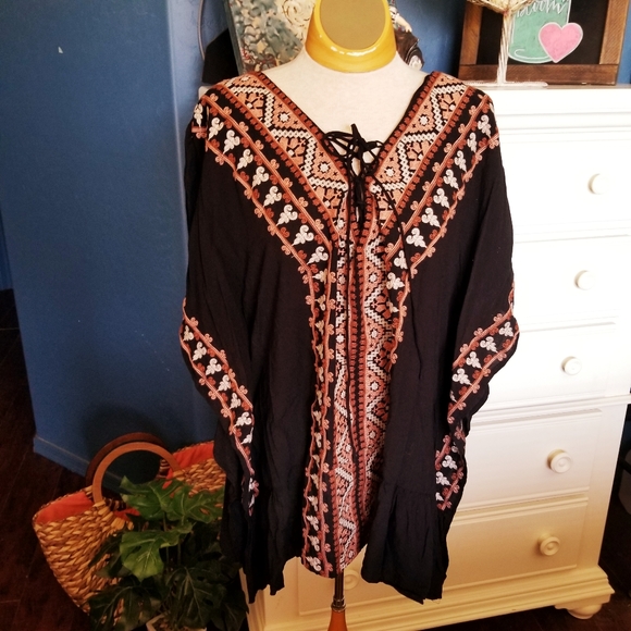 Other - SOLD Black aztec cover up
